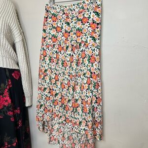 Vibrant Floral High-Low Skirt